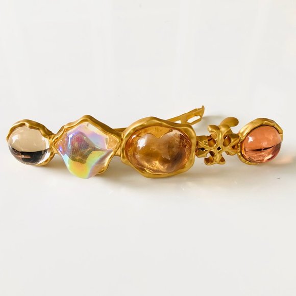 NEW Tory Burch Gold With Tags LUXURY Roxanne Hair Barrette Accessory Rtl: $98 - Picture 2 of 10